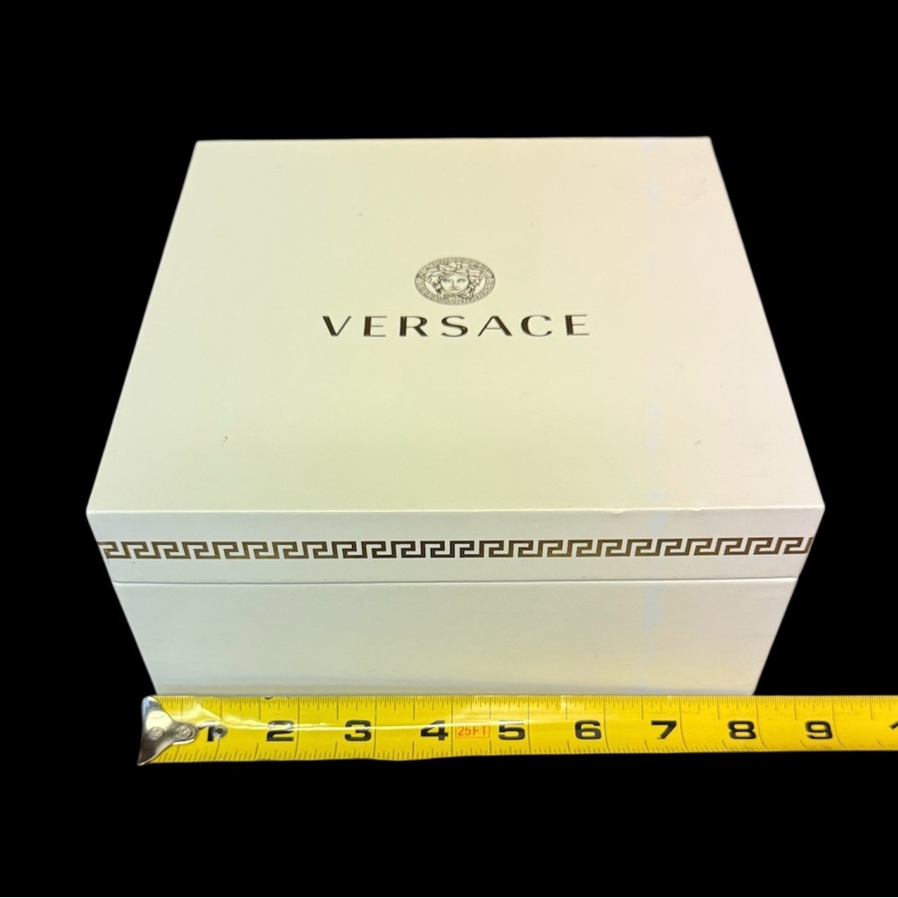 VERSACE Embossed Square Empty Gift Box Storage Container White 8”x 8” - Picture 6 of 6